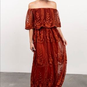 NWT Baltic Born Leon off the shoulder dress - Rust SZ LARGE